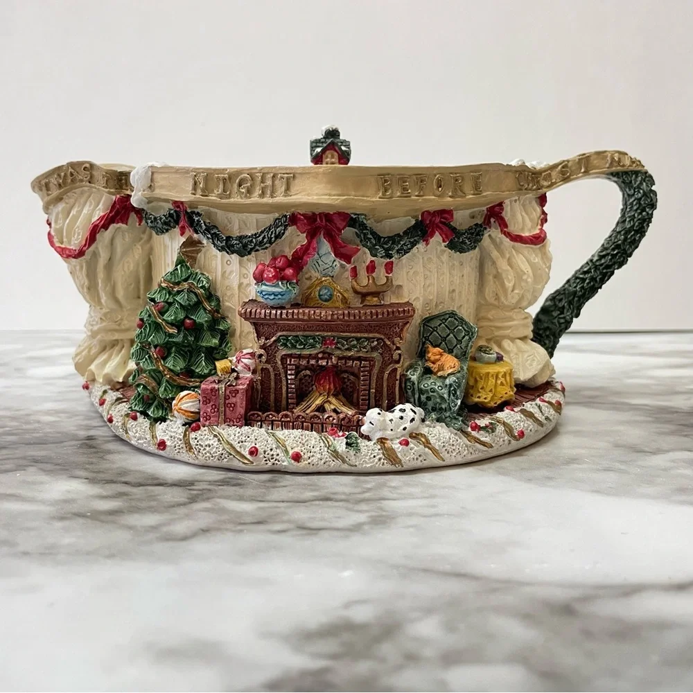Vintage Popular Imports 1996 Twas The Night Before Christmas Teapot & Figurines